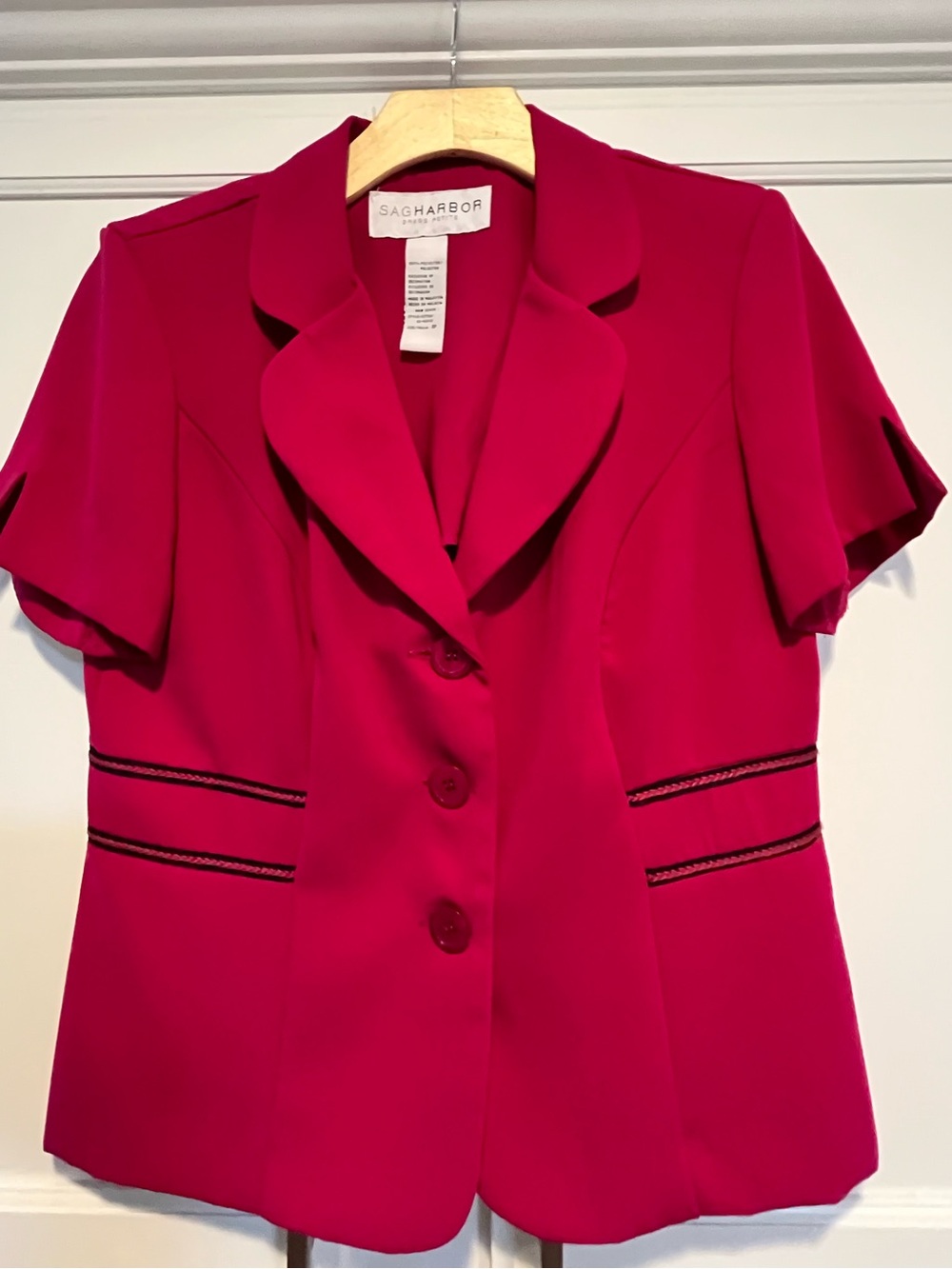 Sag Harbor Fuchsia Short-Sleeve Structured Blazer 8P